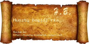 Huszty Boglárka névjegykártya